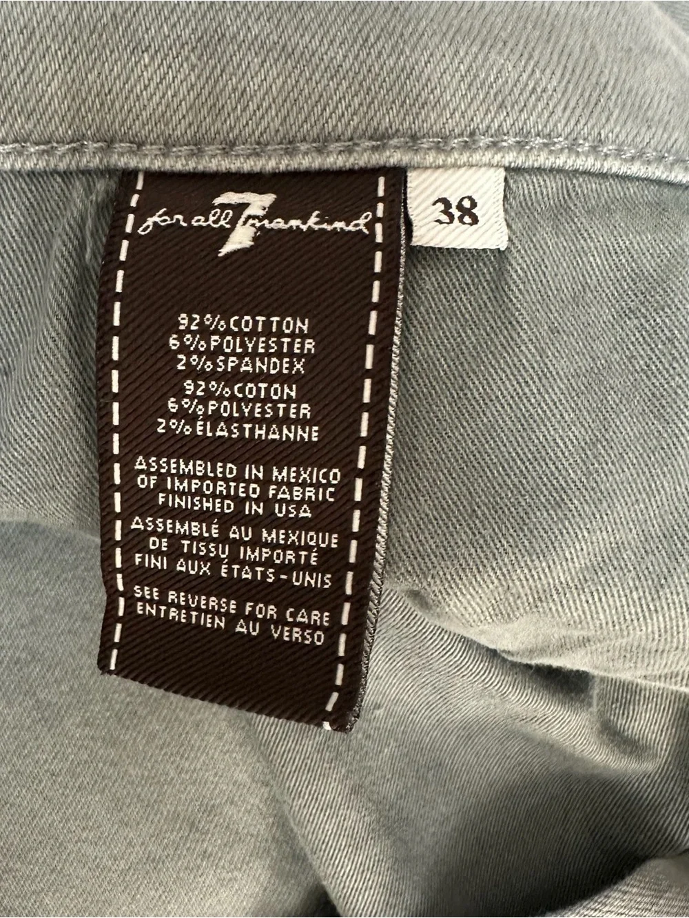7 For All Mankind Men's Slimmy Luxe Performance Premium Denim Gray Size 38